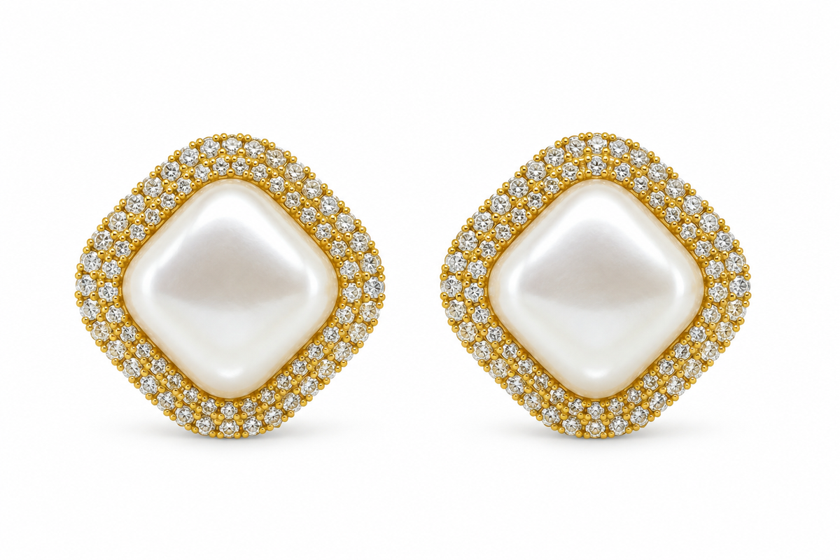 Callie Cushion Pearl Stud