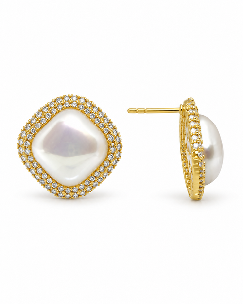 Callie Cushion Pearl Stud