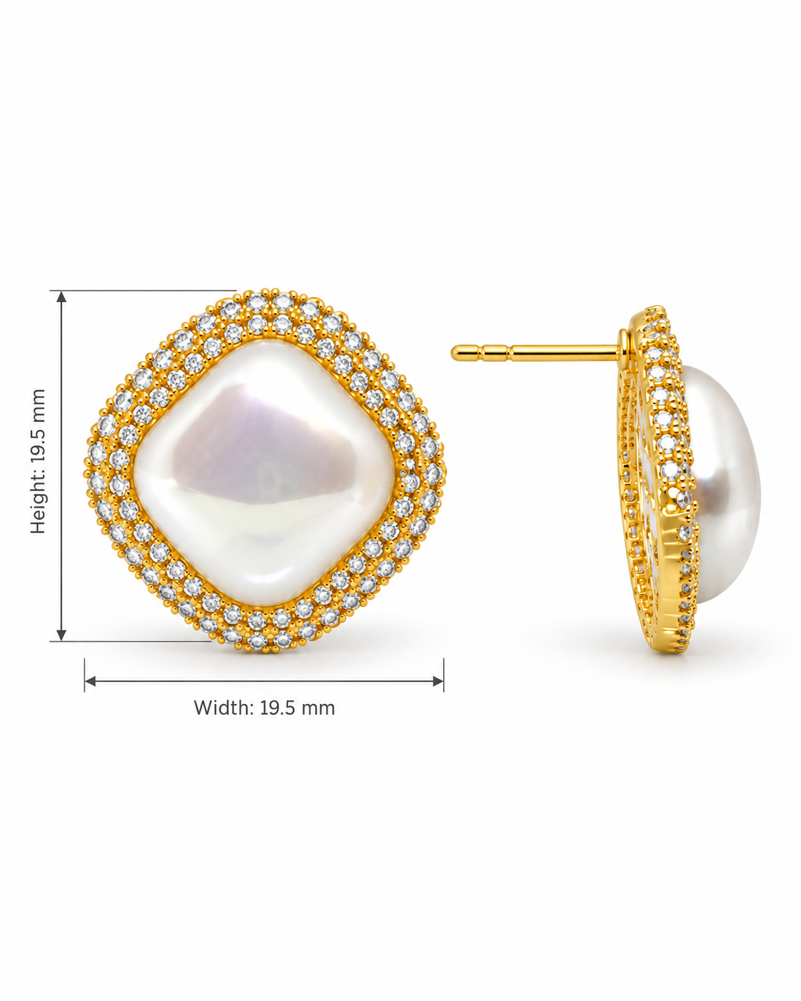 Callie Cushion Pearl Stud