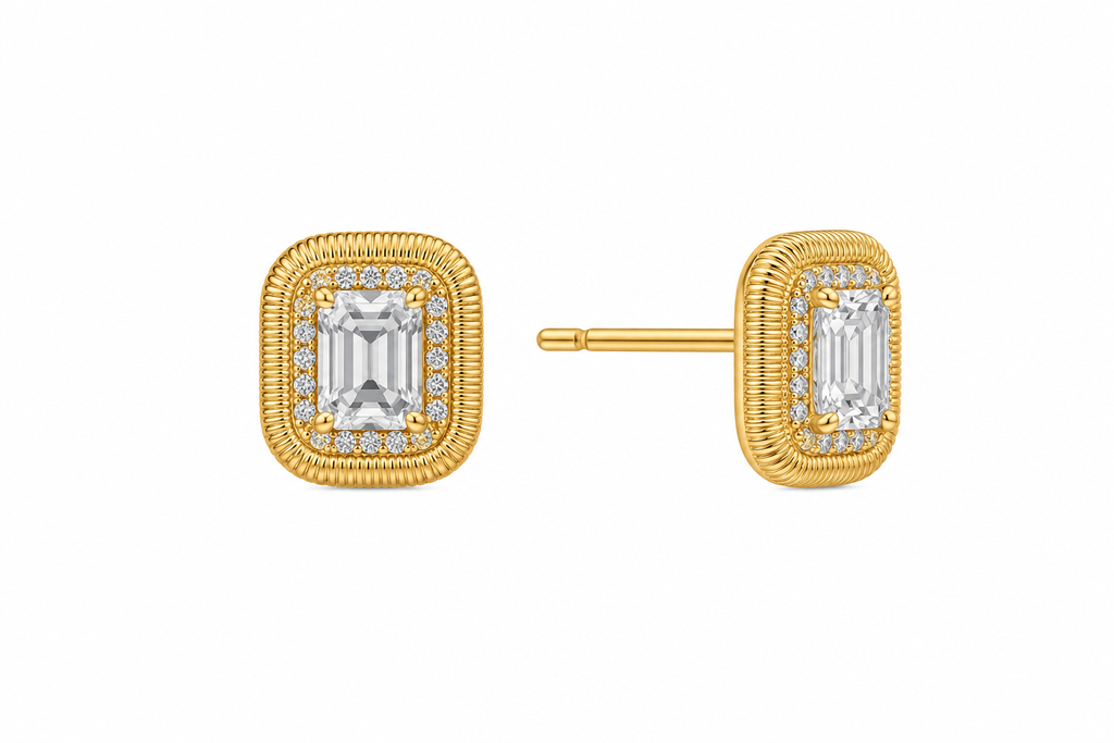 Amy Emerald-Cut Stud
