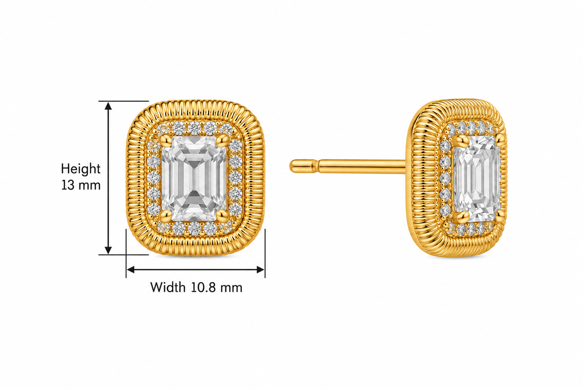 Amy Emerald-Cut Stud