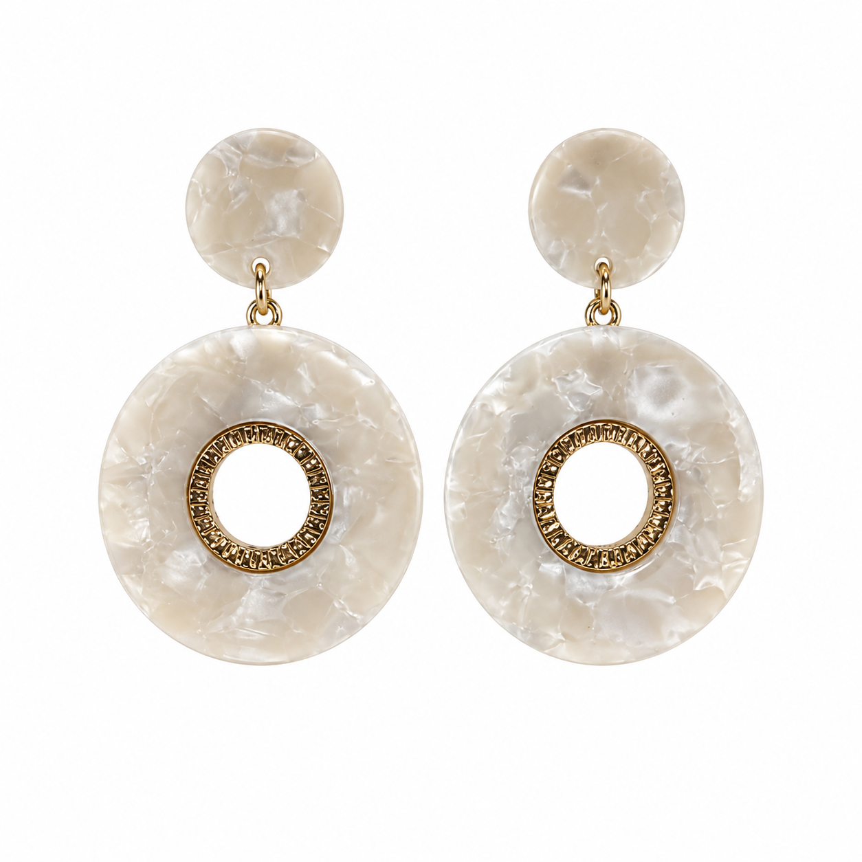 White Marble Texture Earring